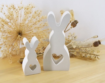 Osterhase aus Beton/Raysin in zwei Größen, Wohndekoration, Betondeko Hase, Ostergeschenk für Freunde