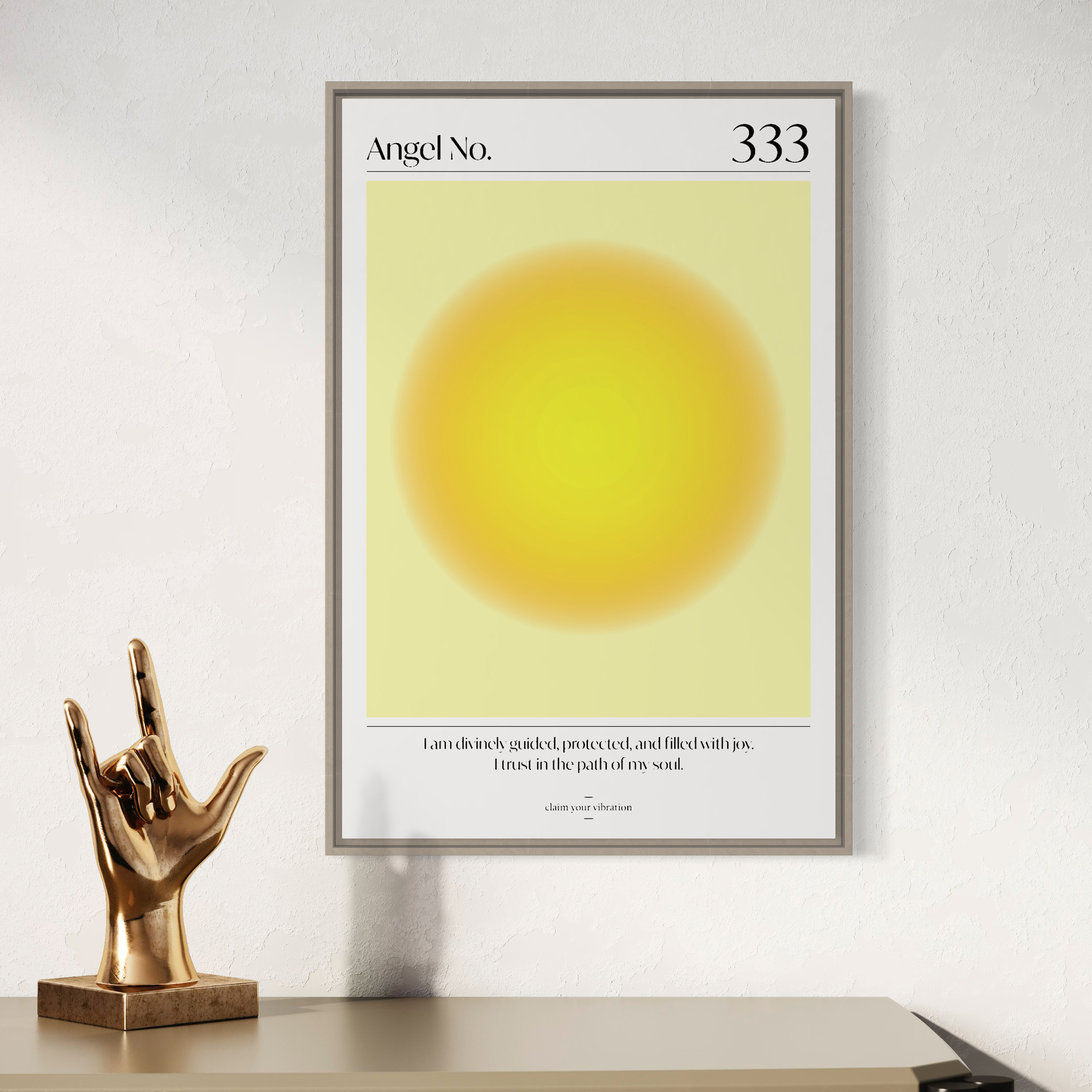 Angel Number 333 Aura Print, Gradient Spiritual Wall Art (digital ...