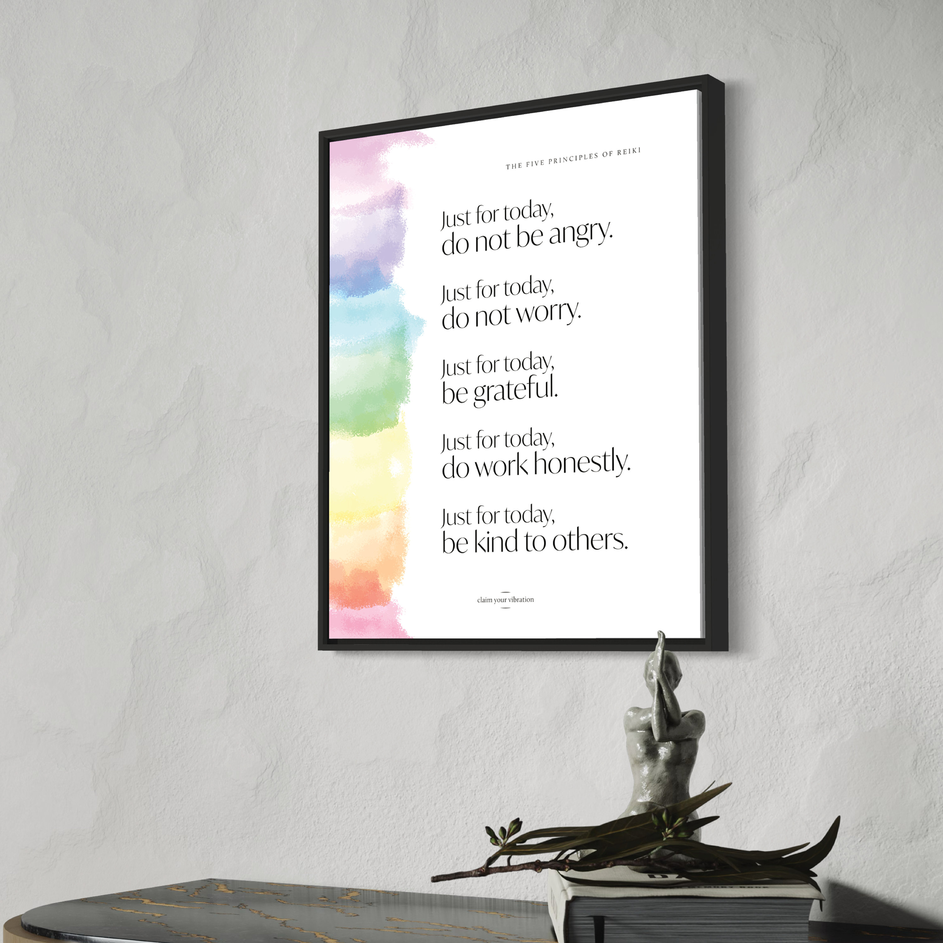 5 Principles of Reiki Wall Art, Energy Healing Inspirational Poster ...
