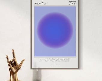 Angel Number 777 Aura Print, Gradient Spiritual Wall Art (Digital Download)