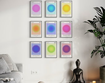 Angel Numbers Aura Print Set, Spiritual Wall Art (Digital Download)