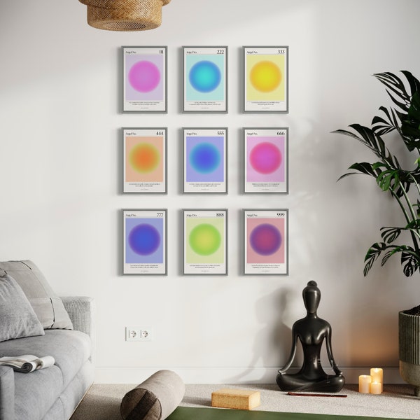 Angel Numbers, Aura Poster Print, Trendy Preppy Wall Art, Spiritual Wall Art, Angel Number Print 111, 222, 333, 444, 555, 666, 777, 888, 999