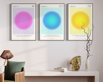 Angel Numbers 111 222 333 Aura Gradient Poster Set (Digital Download)