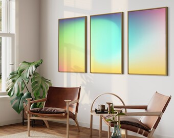 Pastel Gradient Aura Poster Set, Trendy Wall Art (Digital Download)