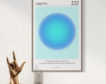 Angel Number 222 Aura Print, Affirmation Wall Art (Digital Download)