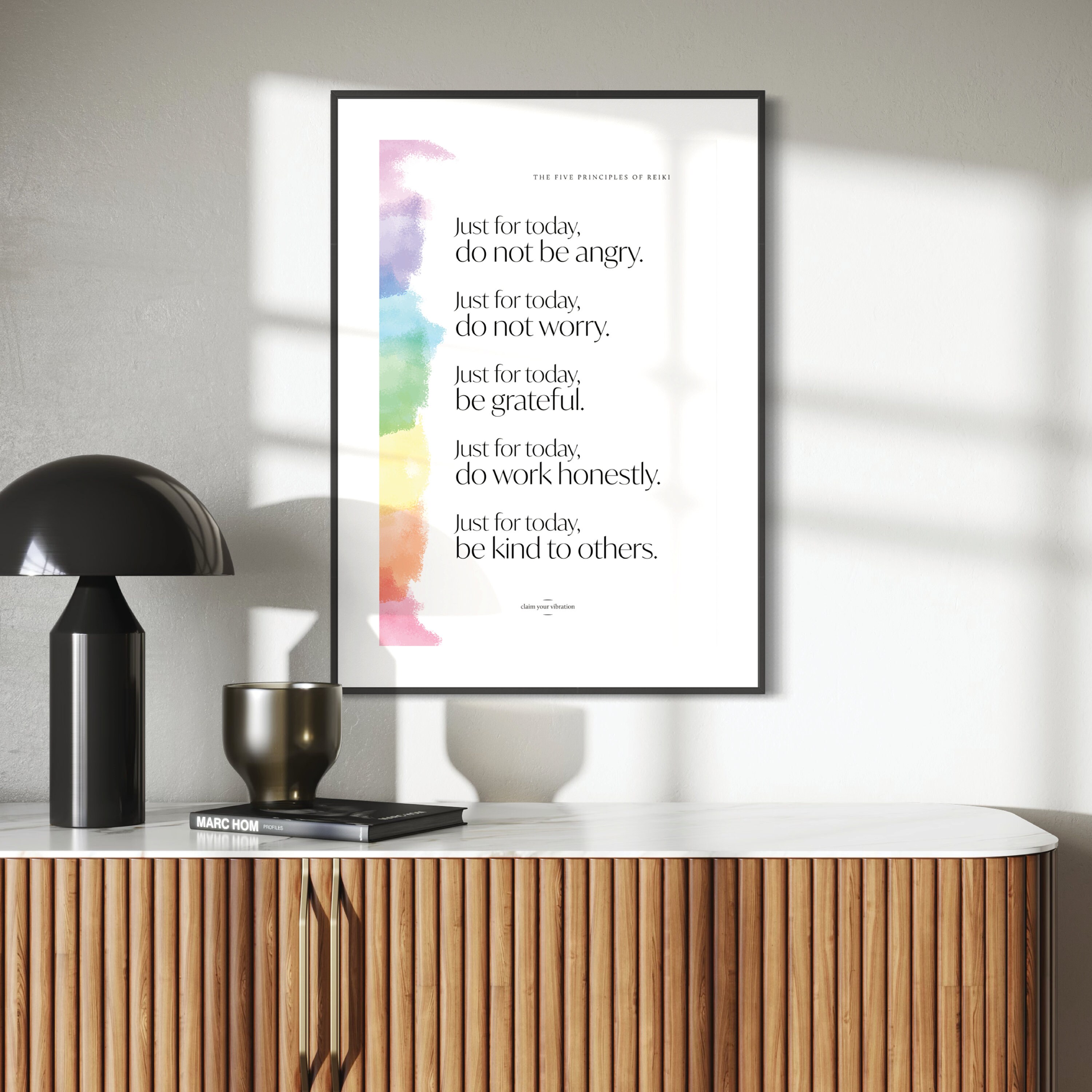 5 Principles of Reiki Wall Art, Energy Healing Inspirational Poster ...