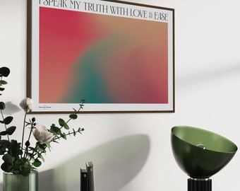 Impressão artística com gradiente de aura, pôster de afirmação espiritual (download digital)