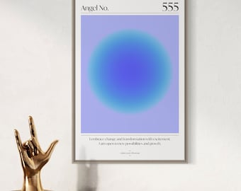 Angel Number 555 Aura Print, Positive Affirmation Spiritual Wall Art (Digital Download)