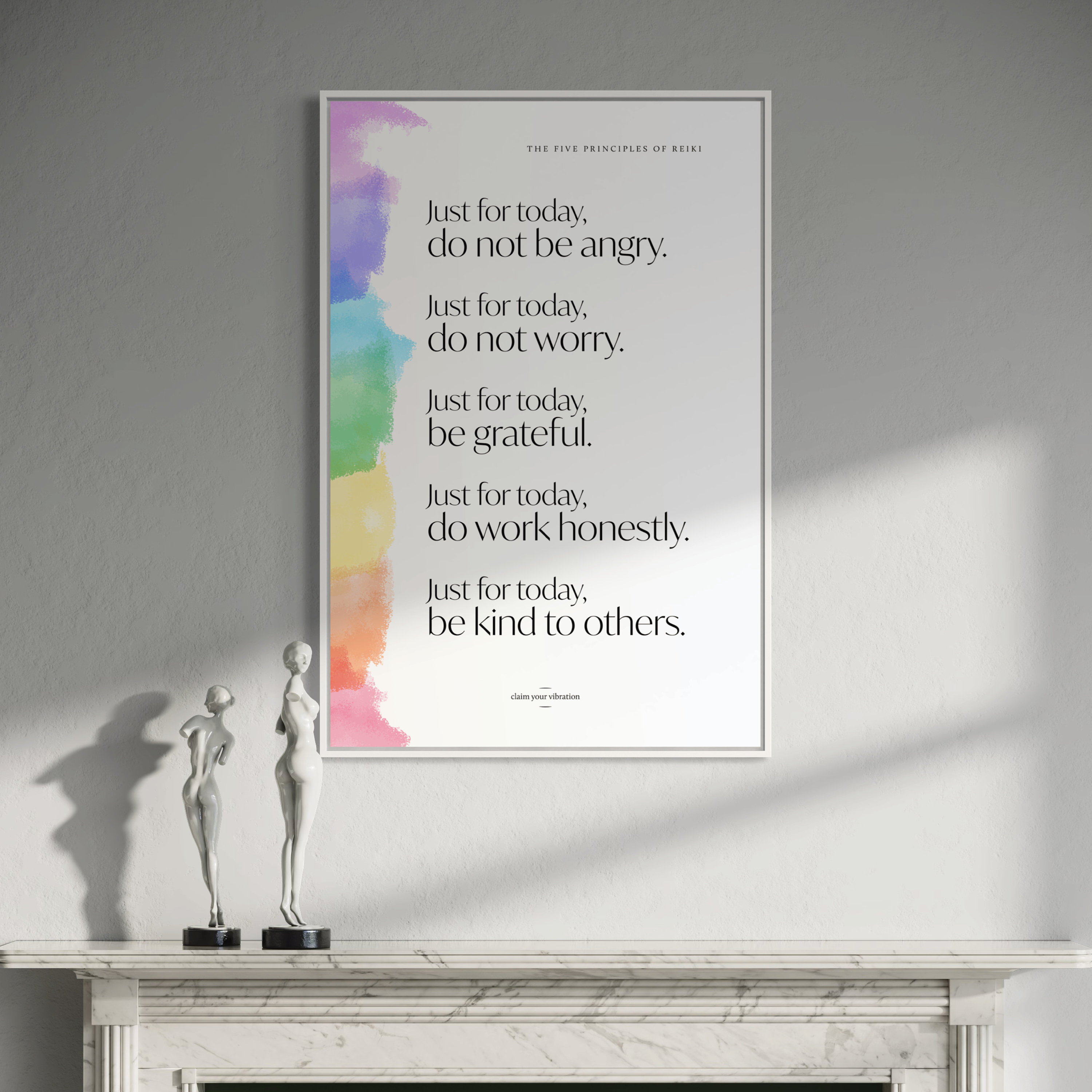 5 Principles of Reiki Wall Art, Energy Healing Inspirational Poster ...