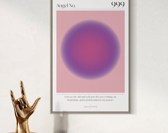 Angel Number 999 Gradient Aura Print, Spiritual Affirmation (Digital Download)