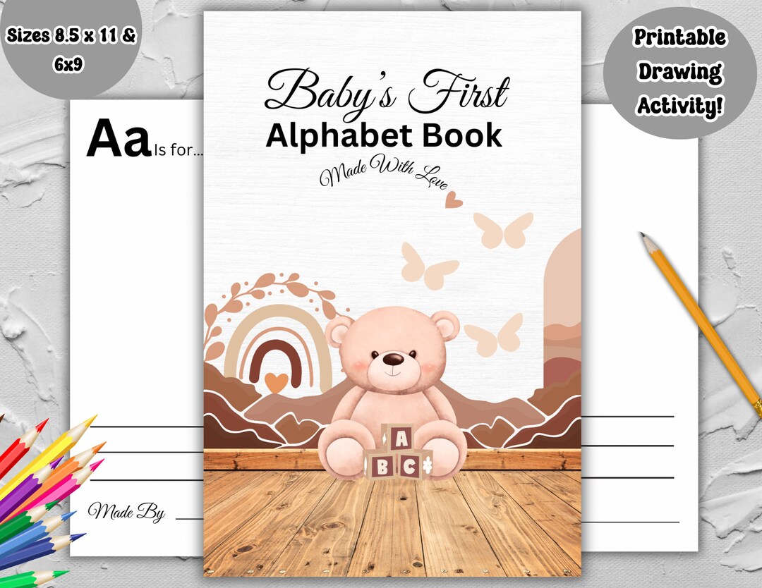 ABC Book Baby Alphabet Book ,baby Shower Gifts, Baby Shower Games, Babys First Alphabet Book Etsy