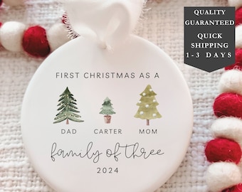 Family of Three Christmas Ornament | Family of 3 | Family Ornament | Personalized Baby's First Christmas Ornament | First Christmas Ornament