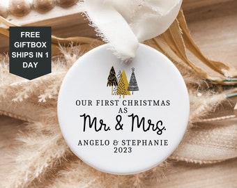First Christmas Married Ornament | Couples Ornament | Wedding Gift | Personalized First Christmas As Mr & Mrs Bauble | Mr And Mrs Ornament