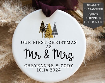 First Christmas Married Ornament | Couples Ornament | Wedding Gift | Personalized First Christmas As Mr & Mrs Bauble | Mr And Mrs Ornament