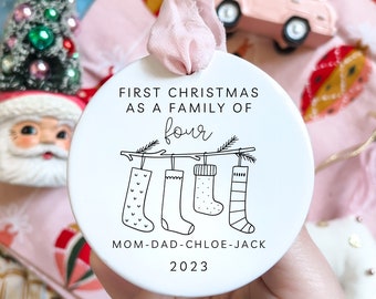 Family of Four Christmas Ornament | Family of 4 | Family Ornament | Personalized Baby's First Christmas Ornament | First Christmas Ornament