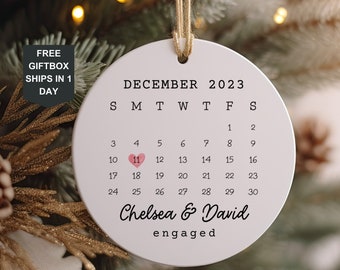 Calendar Engaged Ornament | Engagement Ornament | Engagement Gift | Custom Ornament | Engagement Announcement | Couples Ornament