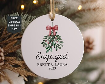 Engaged Christmas Ornament | Engagement Ornament | Custom Ornament | Personalized First Christmas Engaged | Engagement Ornament Gift