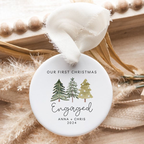 Engaged Christmas Ornament | Engagement Ornament | Custom Ornament | Personalized First Christmas Engaged | Engagement Ornament Gift 2079