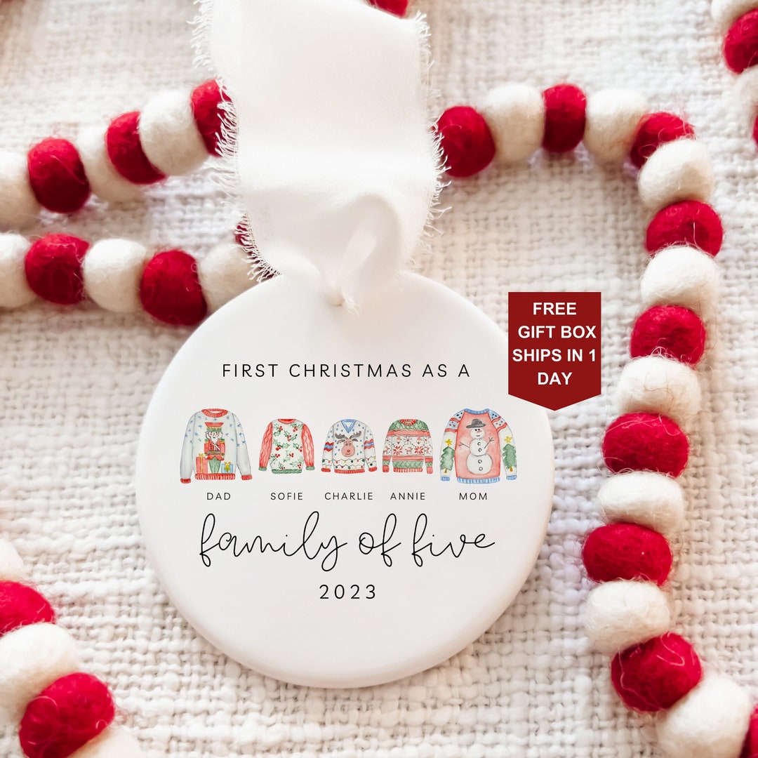 Family of Five Ornament Personalized First Christmas as a Family of