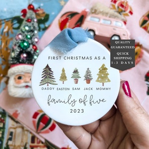 Family of Five Christmas Ornament | Family of 5 | Family Ornament | Personalized Baby's First Christmas Ornament | First Christmas Ornament