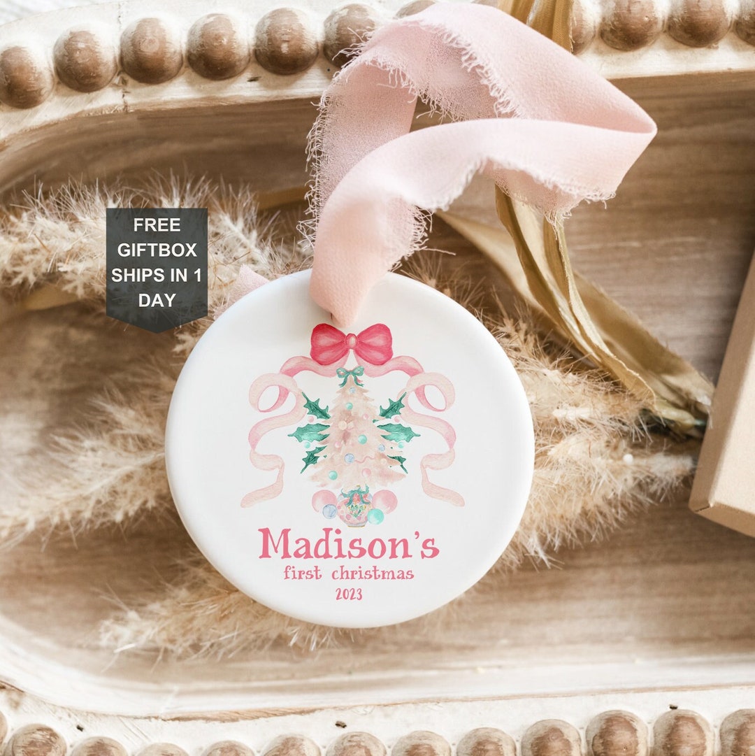 First Christmas Ornament 2023 Baby Girl Ornament Pink Ornament Girl Ornament Personalized
