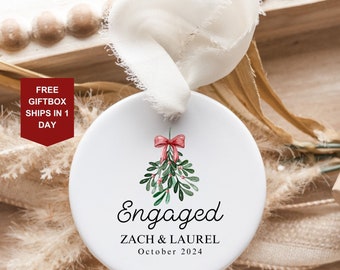 Engaged Christmas Ornament | Engagement Ornament | Custom Ornament | Personalized First Christmas Engaged | Engagement Ornament Gift