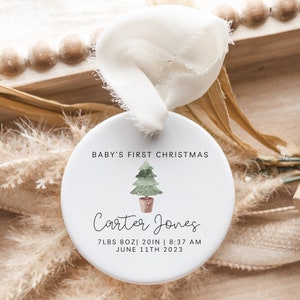 Personalized Baby's First Christmas Ornament 2023 |  Baby Stats First Christmas Ornament | Birth Stats Ornament | Baby Christmas Keepsake