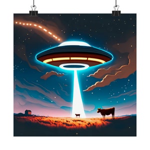 UFO Cow Abduction wydruk matowy