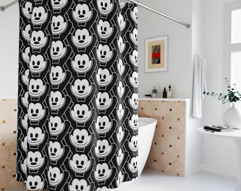 Oswald the Lucky Rabbit Shower Curtain, Cartoon Character Bathroom Decor, unique gift, Fun Kids Bath Curtain, Vintage Animation Home