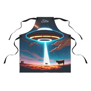 Personalized UFO Cow Abduction Apron