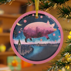 Flying Pig Glass Ornament