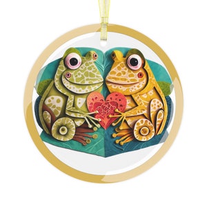 Frog and Toad Lovers Glass Ornament