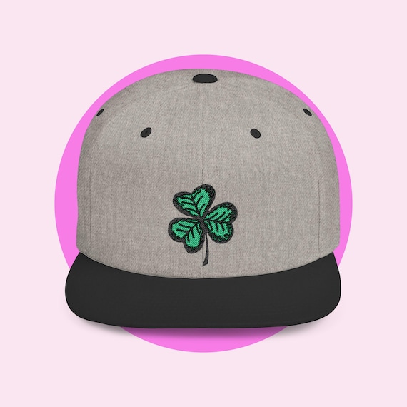 Green Shamrock Flat Bill Snapback Cap, Patrick's Day Hat