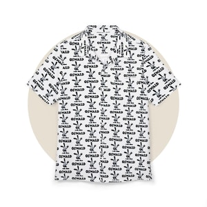 Oswald the Lucky Rabbit Hawaiian Shirt, Black and White Unisex Button-Down, Oswald Fan, Vintage Cartoon Apparel, Retro Style Top