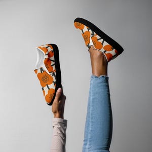 Unique Women’s slip-on canvas shoes, floral shoes, casual sneakers, flower sneakers