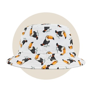 Toucan Bucket Hat, Animal Lover Gift, Bird Patterned Cap, Unisex Beach Sun Hat, Tropical Summer Fashion, Wildlife Headwear, bird lover gift