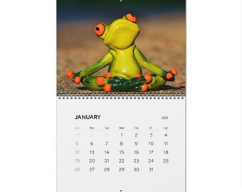 Calendario de pared con ranas divertidas y simpáticas (2025)