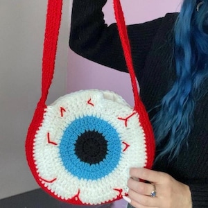 Crochet Eyeball Bag | Handmade Spooky Purse | Uniquely Unsettling Fashion Statement | Order in any Color!