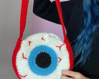 Crochet Eyeball Bag | Handmade Spooky Purse | Uniquely Unsettling Fashion Statement | Order in any Color!