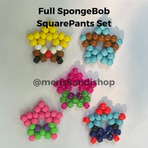 Full SpongeBob SquarePants Kandi Stars Set - 5 pieces - SpongeBob, Patrick, Mr. Krabs, Squidward, and Glitter Patrick