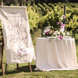 Hand Painted Custom Linen Wedding Welcome Sign