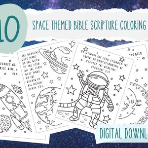 10 SPACE Themed Bible Scripture Coloring Pages for Download