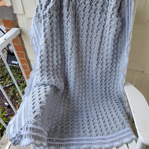 Shiny Silver Crochet Throw