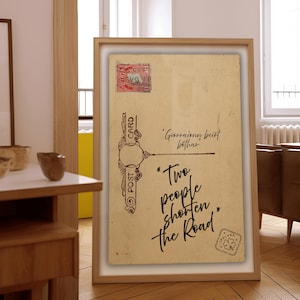 impressão irlandês do cartão postal | Giorraionn Beirt Bóthar | Poster digital vintage com selo e ditado irlandês | cartão postal pôster | Pôster vintage