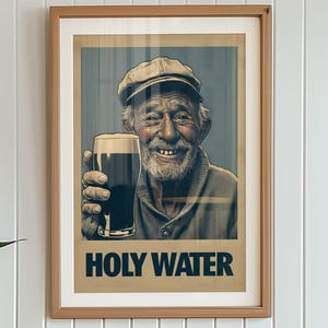 Irish Pub Wall Art | Funny Guinness Poster | “Holy Water” | Digital Download Print | Irish Humour | Guinness Poster | Irish Posters |