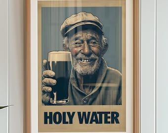 Irish Pub Wall Art | Funny Guinness Poster | “Holy Water” | Digital Download Print | Irish Humour | Guinness Poster | Irish Posters |