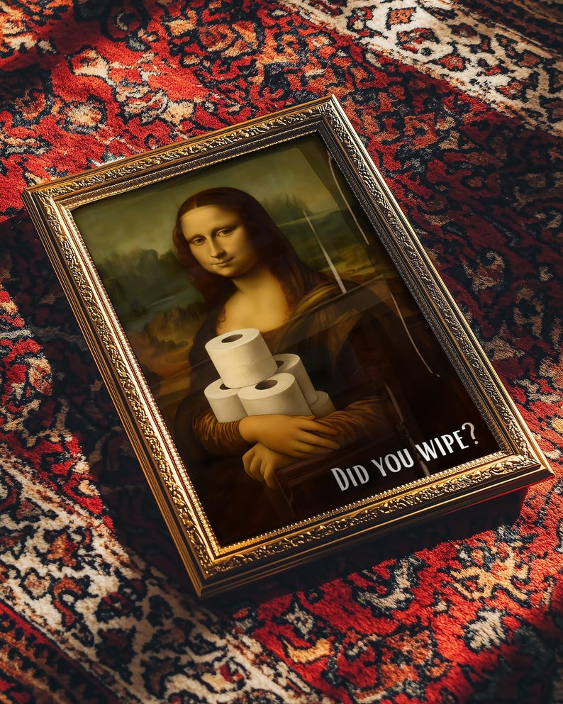 Digital Download - Funny Bathroom Wall Art | Mona Lisa Toilet Humor ...