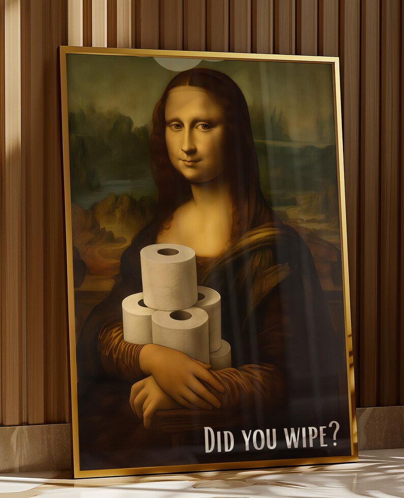 Digital Download - Funny Bathroom Wall Art | Mona Lisa Toilet Humor ...