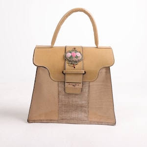 Hochwertige Bio Unikat Damenhandtasche ,Handgewebte Wollstoff kombiniert mit leder,ästhetische Handtasche,Zeitlose Handtasche,Handstickerei