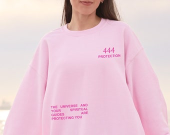 444 Sudadera con número de ángel, Sudadera de manifestación, Sudadera espiritual, Número de ángel, Número de ángel 444, Sudadera de cuello redondo de gran tamaño